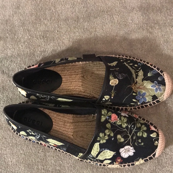 black floral shoes.